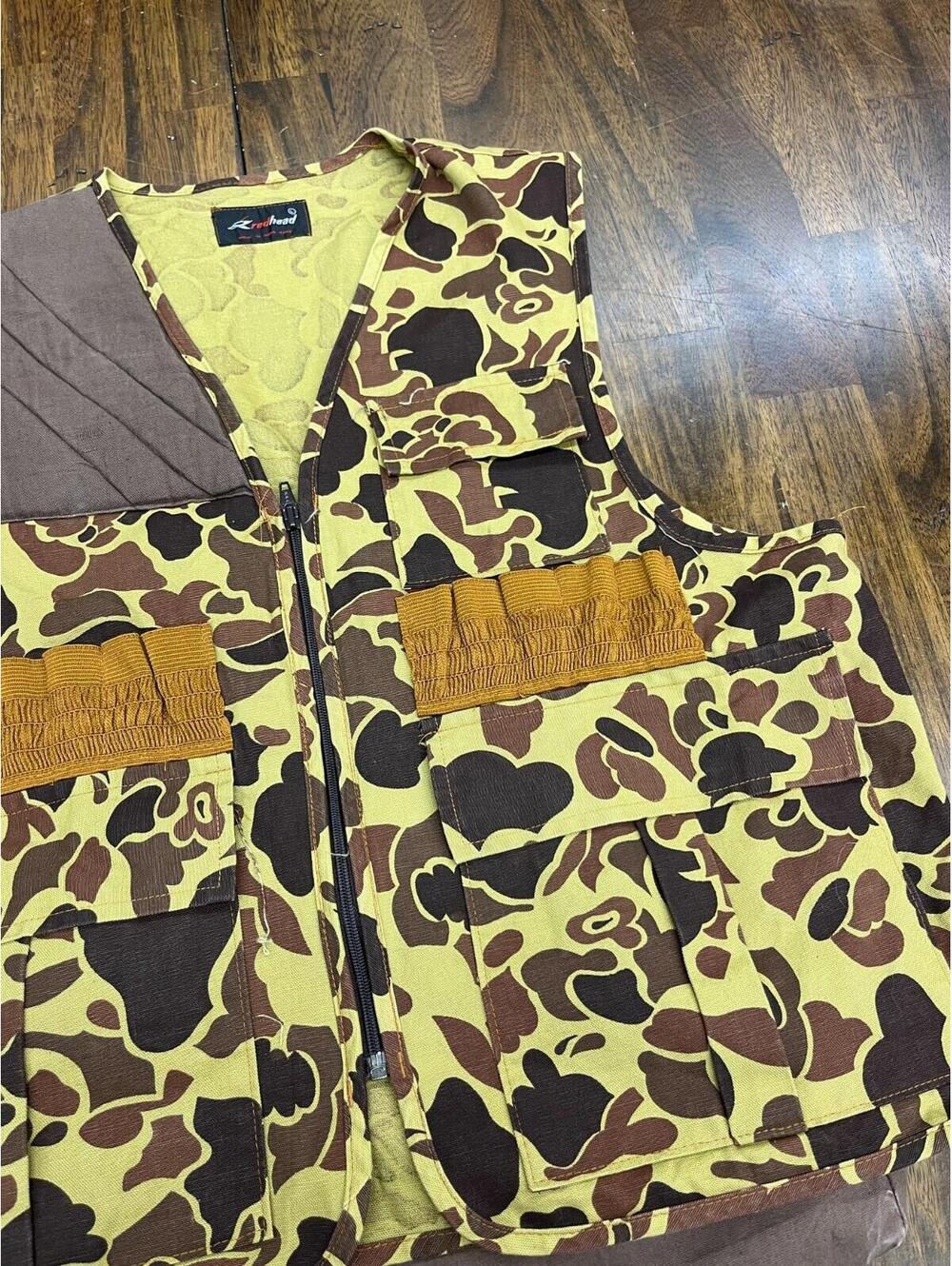 Vtg RedHead Duck Camo Hunting Vest Size L Frogskin Shell